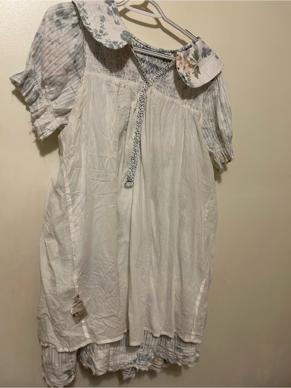 NWOT Anthropologie Pilcro White Floral Babydoll Mini Dress Peter Collar Sz M - Picture 9 of 11